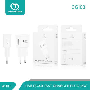 Dynaluna CG103 Chargeur USB QC3.0 15W Charge Rapide Blanc